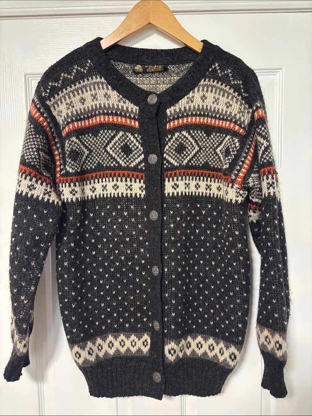 Vintage Norlænder Norwegian Wool Cardigan Sweater Nordic Fair Isle Unisex L